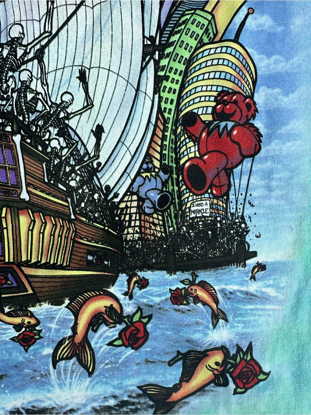 Liquid Blue Grateful Dead Ship of Fools Tie Dye T-Shirt Men's Size (XL) Y2K - Picture 9 of 9